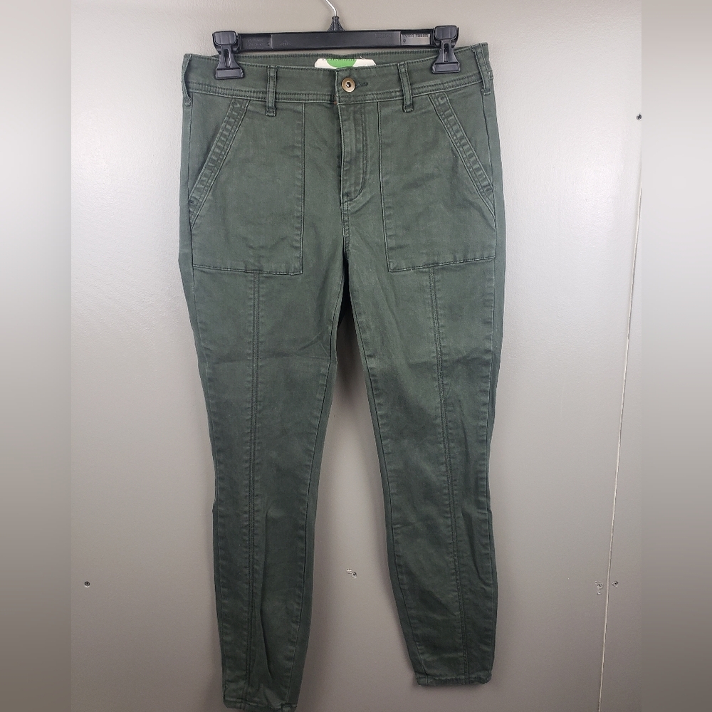 Anthropologie Womens Ankle Pants Military Green Size 28 Stretch